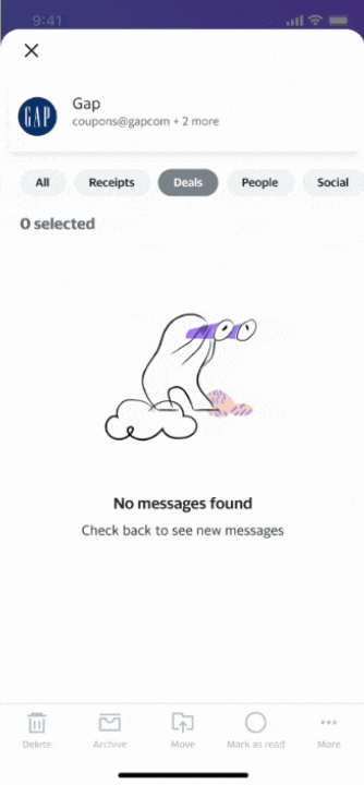 Empty state design with unicorn illustration